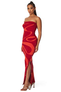 Multi Color Waves Strapless Maxi Tube Dress The House of Stylez