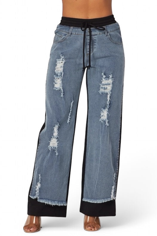 Still Got It Denim Jeans Sweatpants Mix The House of Stylez