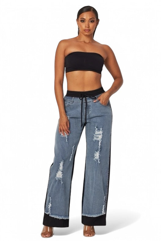 Still Got It Denim Jeans Sweatpants Mix The House of Stylez