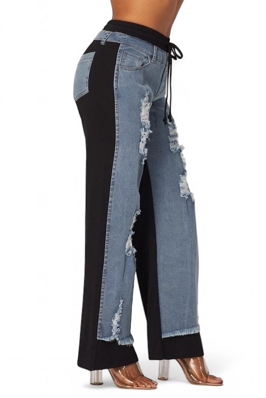 Still Got It Denim Jeans Sweatpants Mix The House of Stylez