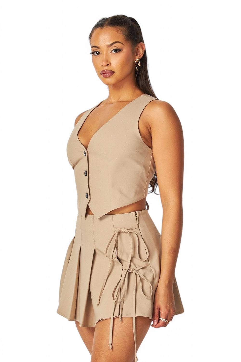 Serene Crop Top Tuxedo Top & Skort Set The House of Stylez