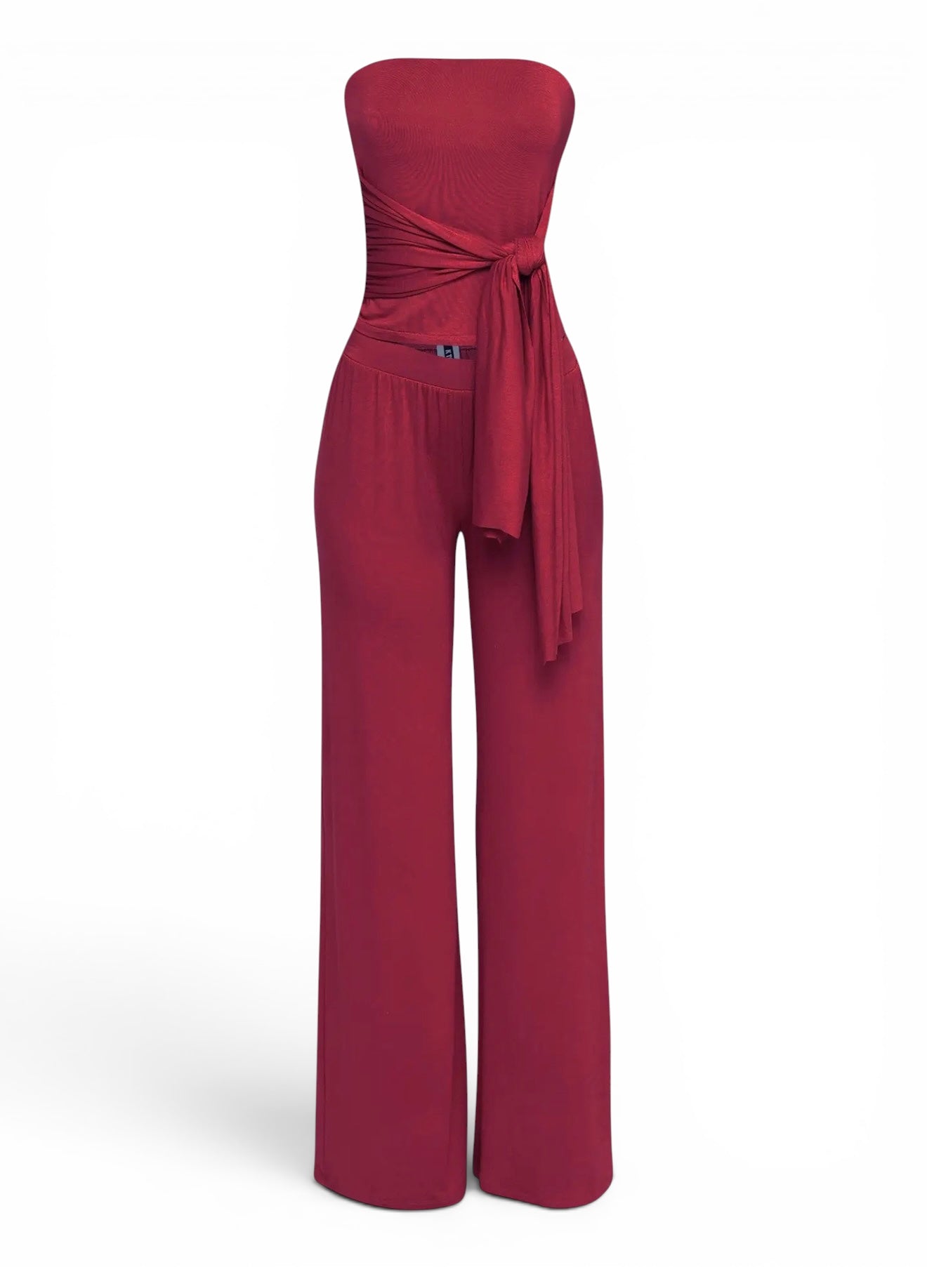 Strapless Tie Waist Wide Leg Pant Set The House of Stylez