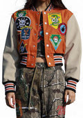 Logo Allover Varsity Jacket {Vegan Leather Sleeves} The House of Stylez