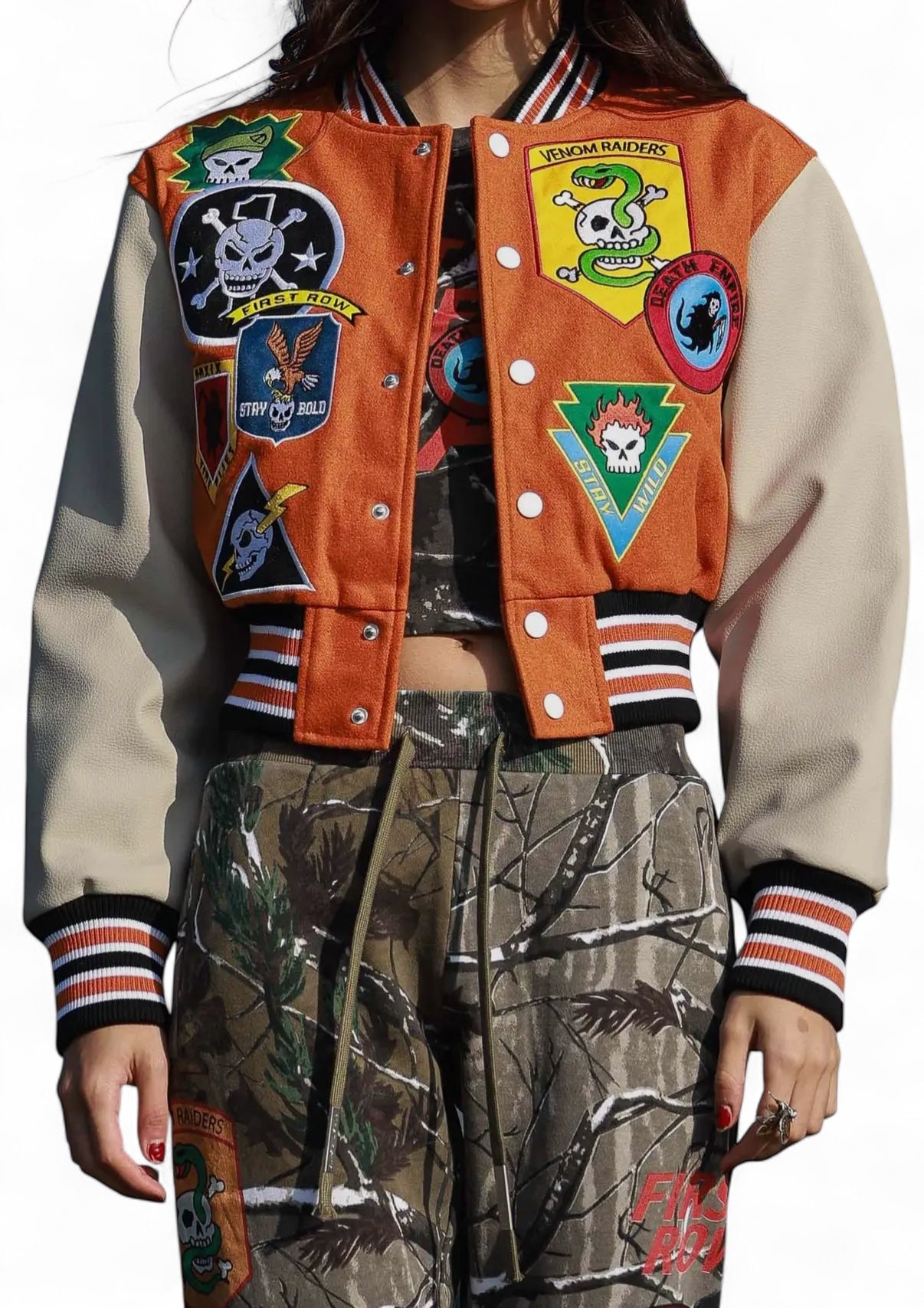 Logo Allover Varsity Jacket {Vegan Leather Sleeves} The House of Stylez