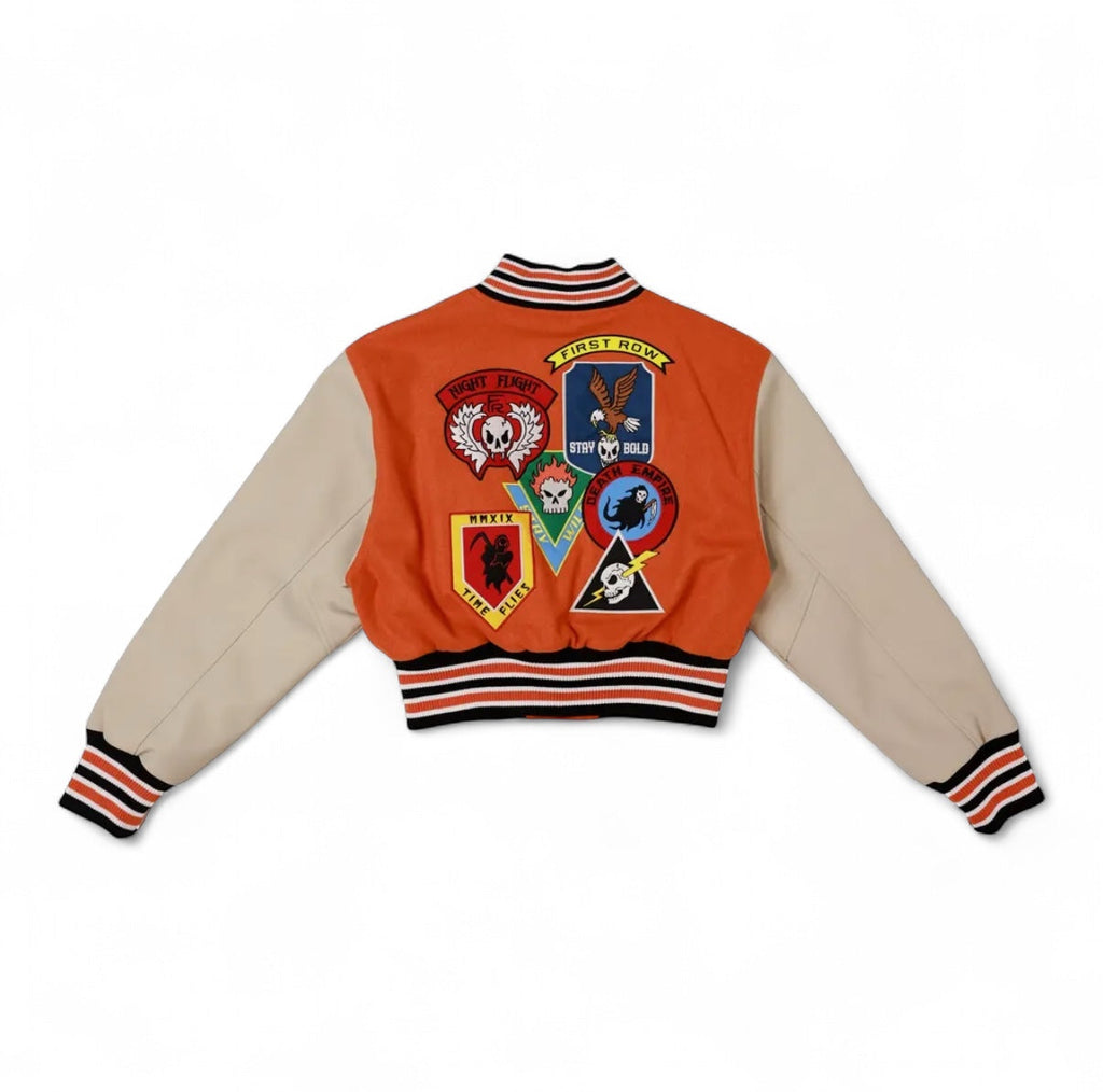 Logo Allover Varsity Jacket {Vegan Leather Sleeves} The House of Stylez