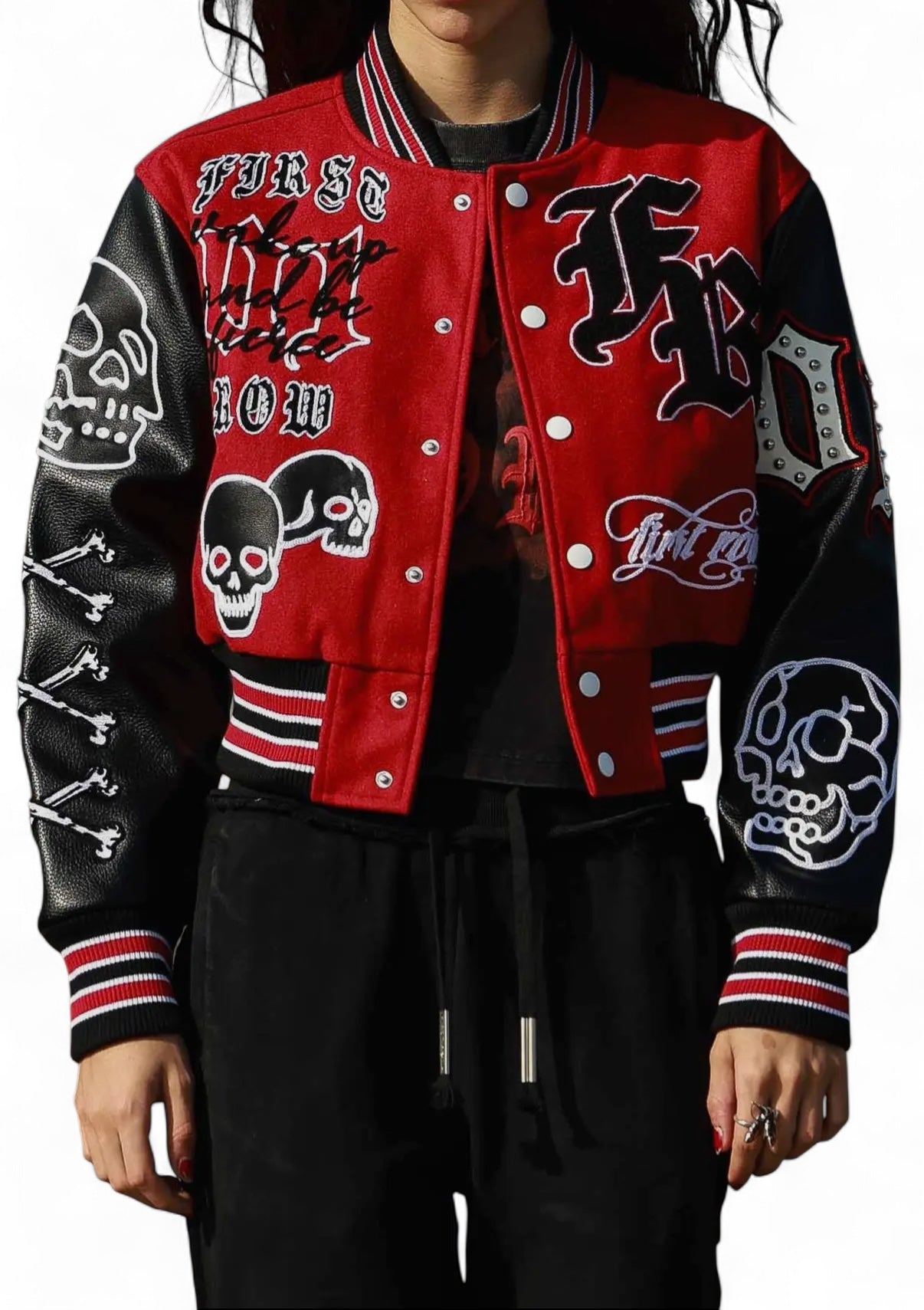 Wake Up and Be Fierce Varsity Jacket {Vegan Leather Sleeves} The House of Stylez