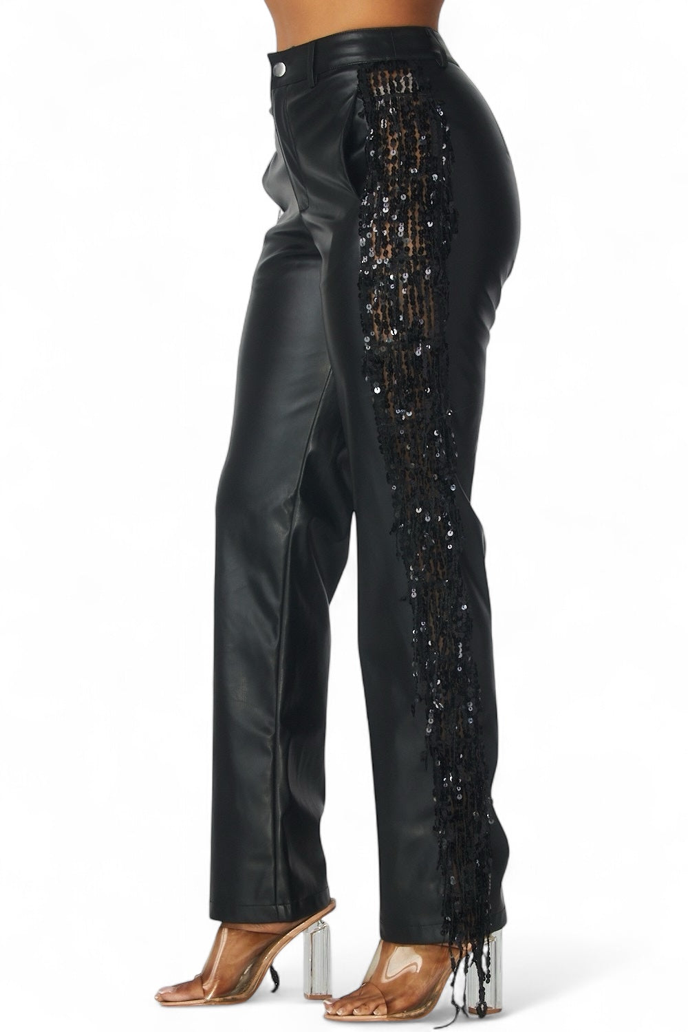 Shimmer Lane Vegan Leather Fringe Pants The House of Stylez