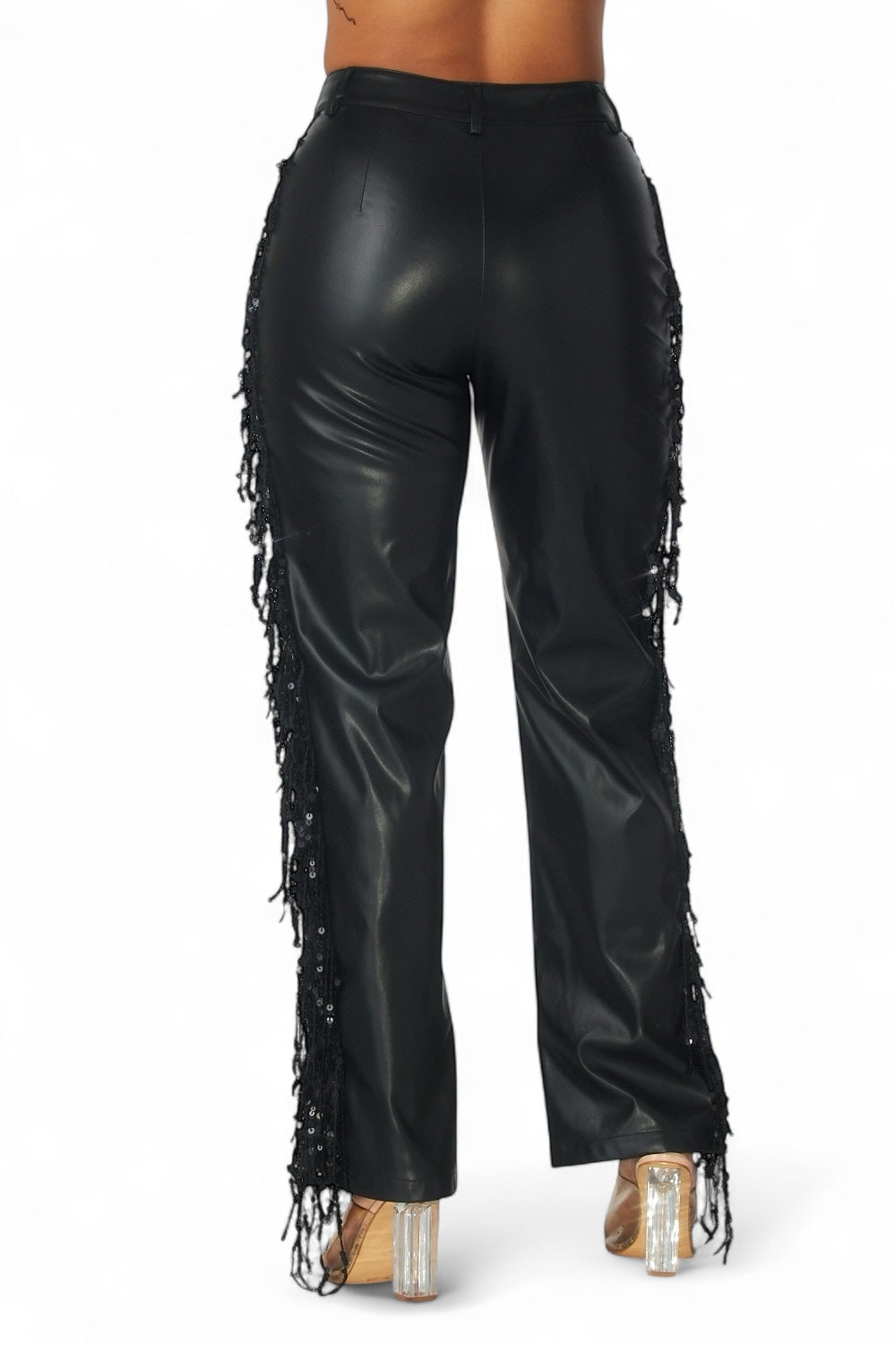 Shimmer Lane Vegan Leather Fringe Pants The House of Stylez