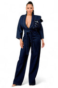 Dark Denim Ruffle Shoulder Jumpsuit The House of Stylez