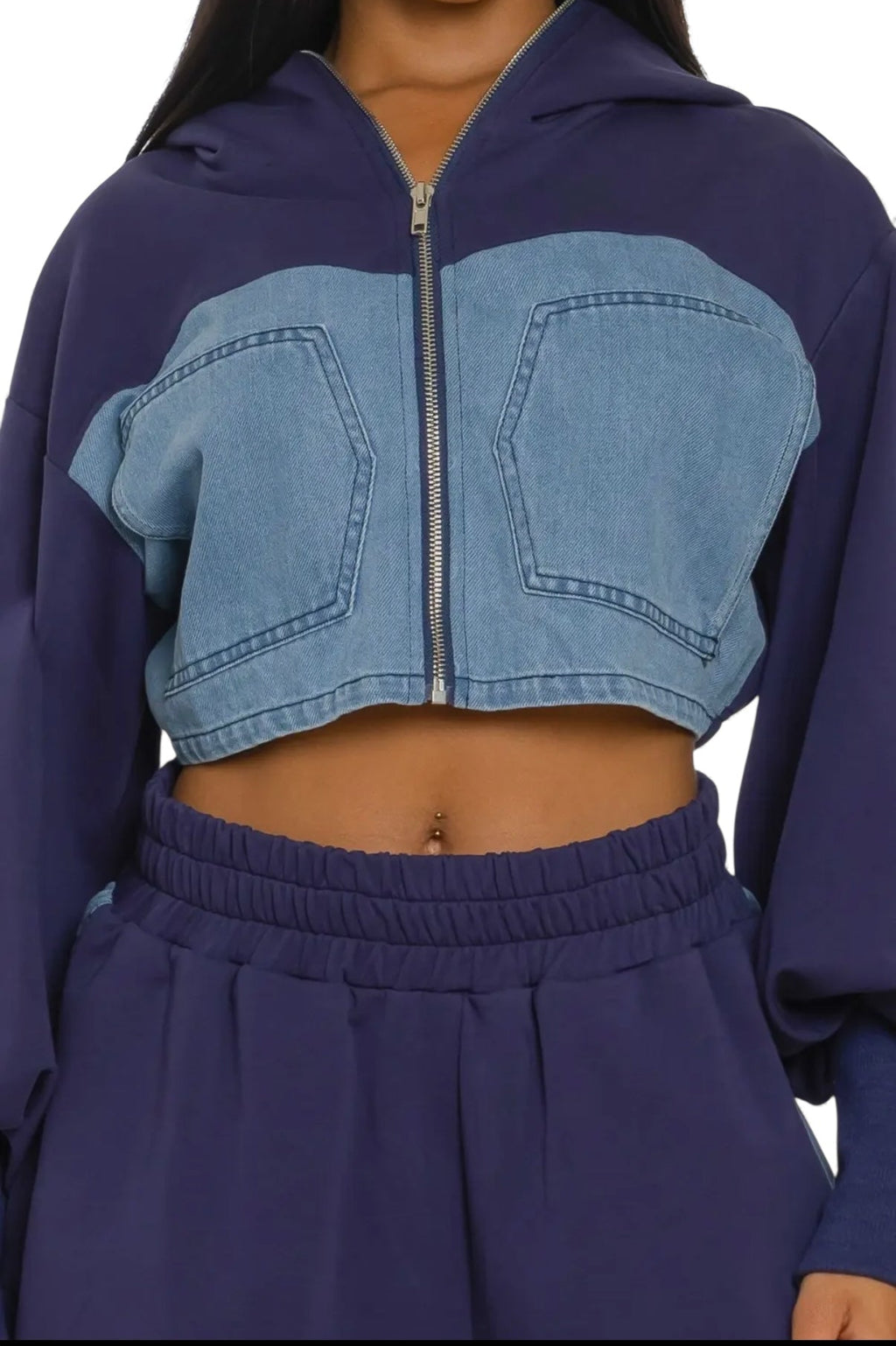 Two-Tone Denim Panel Utility Set The House of Stylez