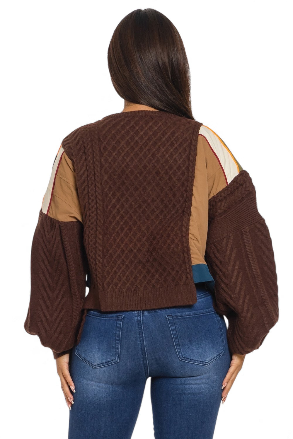 Asymmetric Patchwork Knit Button Sweater The House of Stylez