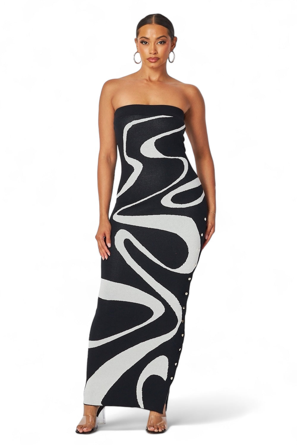 Multi Color Waves Strapless Maxi Tube Dress The House of Stylez