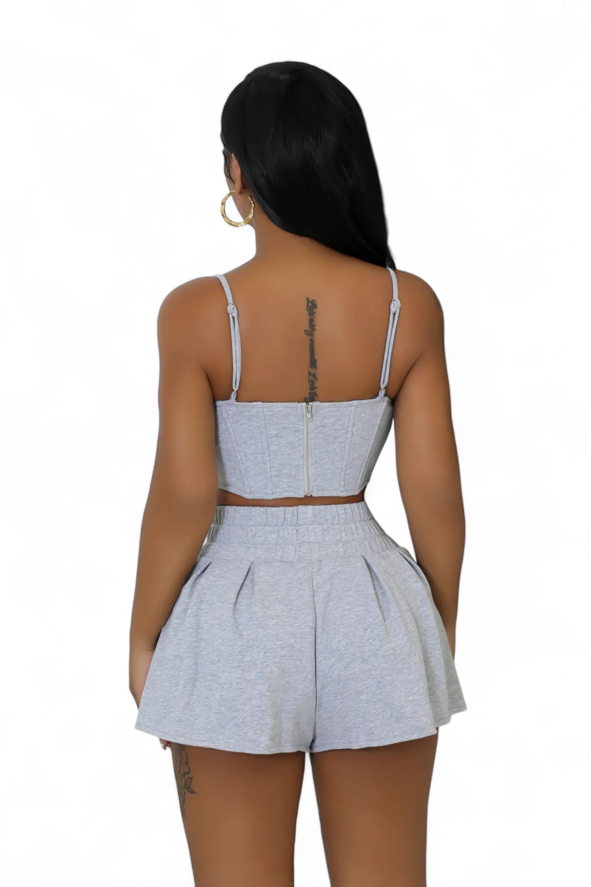 Cropped Tank Top Shorts Set Heather Gray The House of Stylez