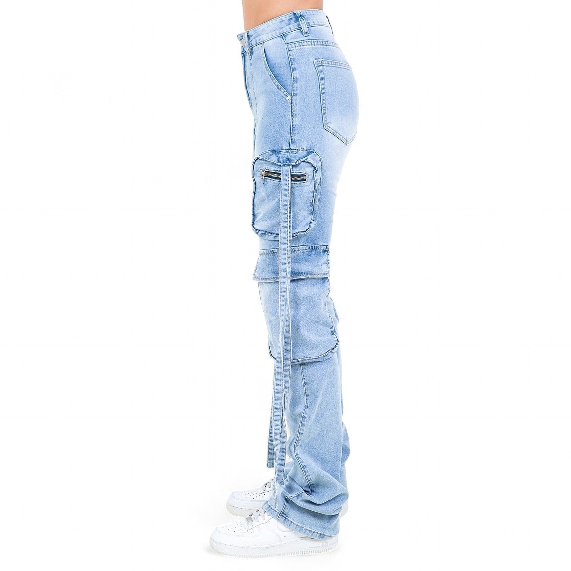 Plus Size Acid Wash Multi Pocket Jeans-RJH9894P The House of Stylez