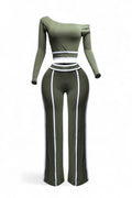Off Shoulder Long Sleeve Top with Wide Leg Pants The House of Stylez