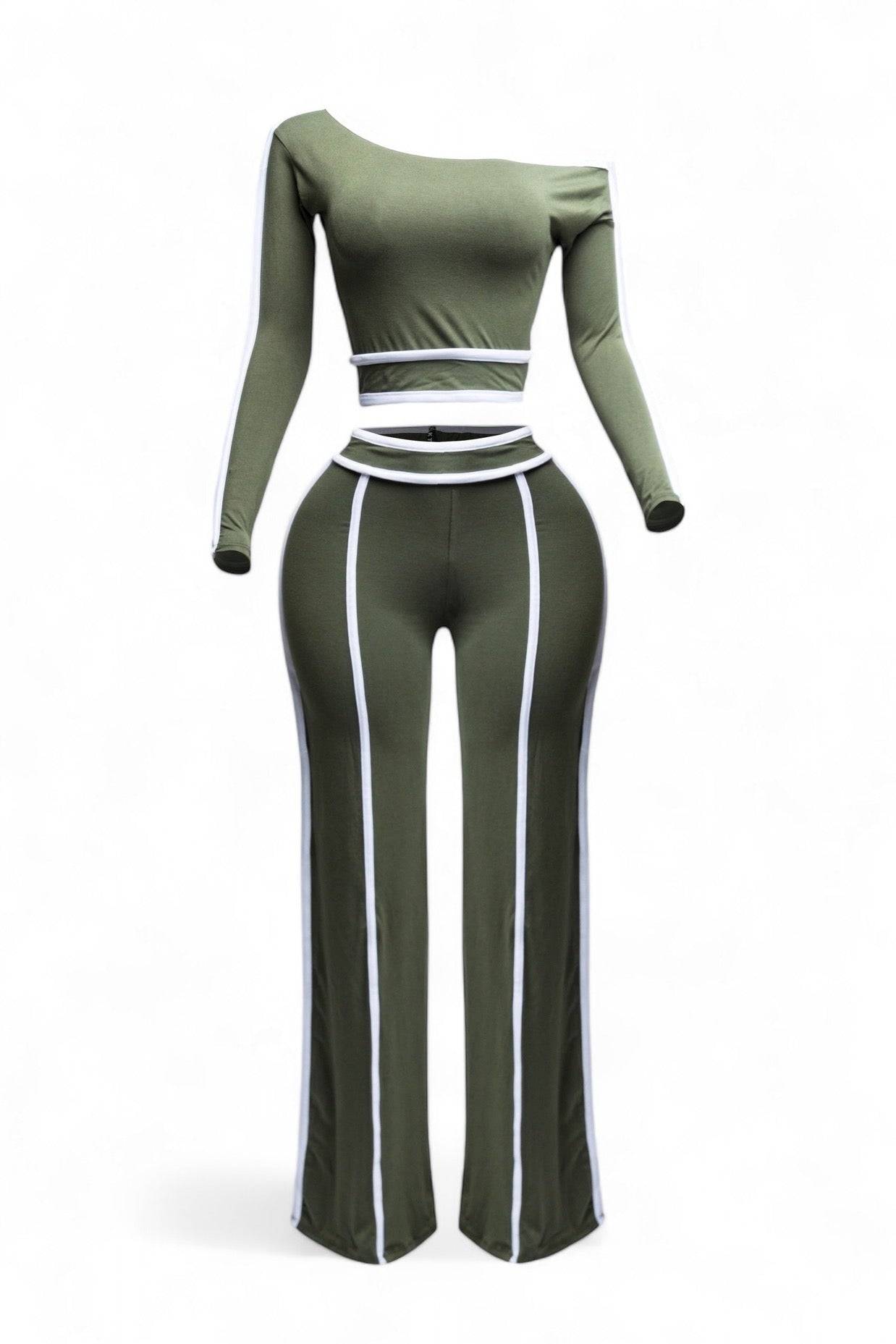 Off Shoulder Long Sleeve Top with Wide Leg Pants The House of Stylez