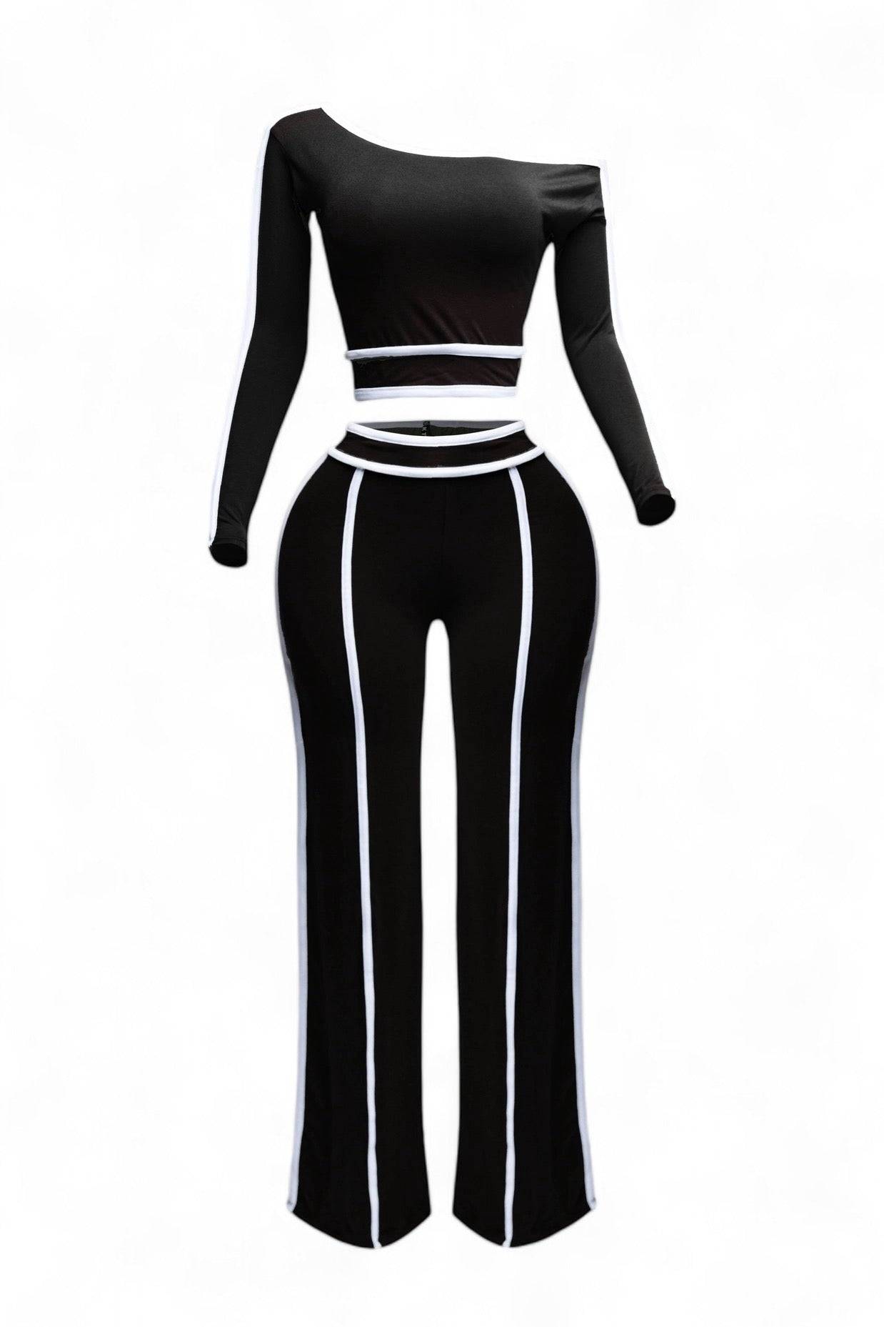 Off Shoulder Long Sleeve Top with Wide Leg Pants The House of Stylez