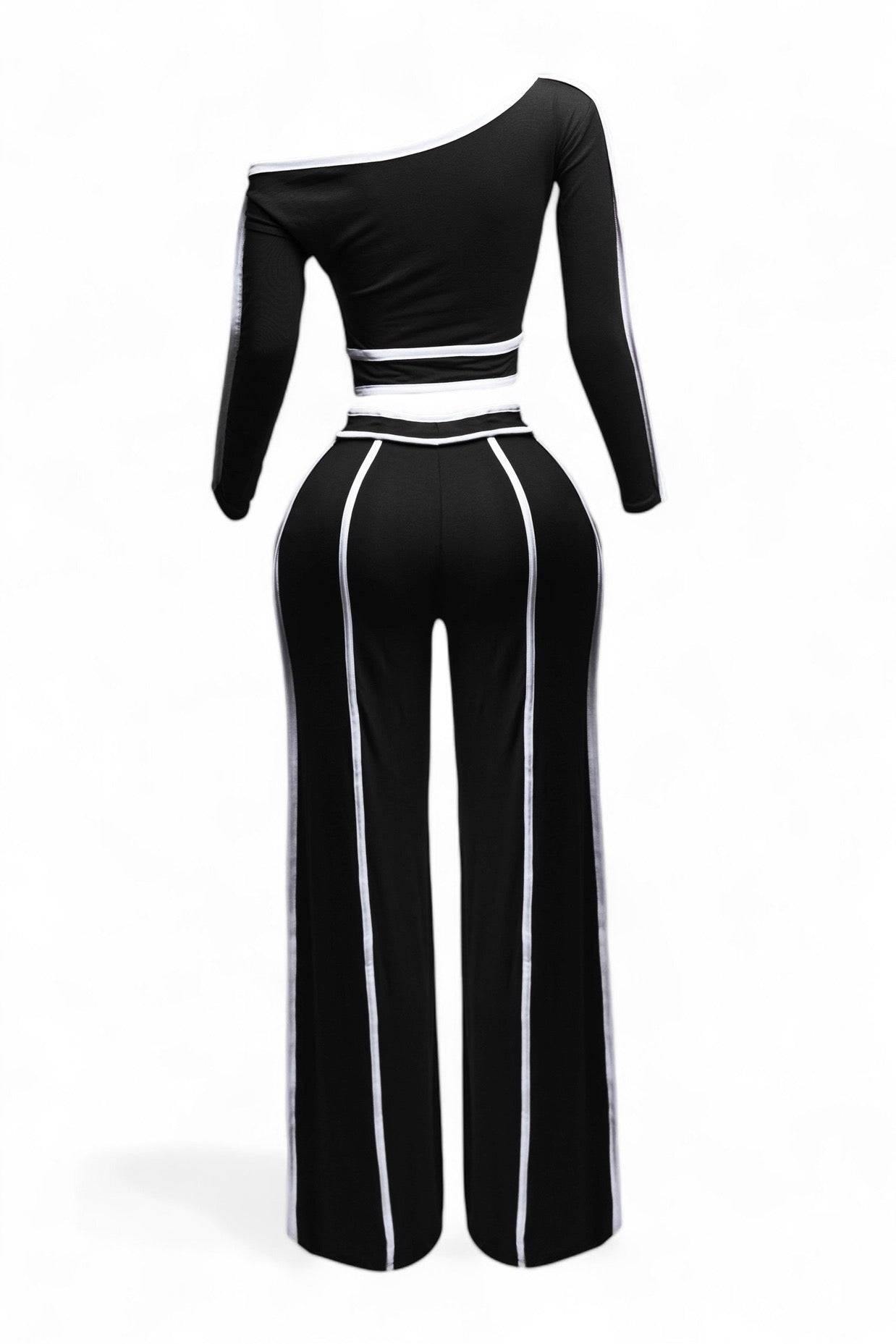 Off Shoulder Long Sleeve Top with Wide Leg Pants The House of Stylez