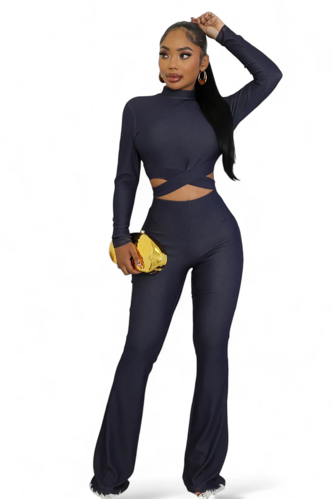 Navy Two Piece Pants Set The House of Stylez