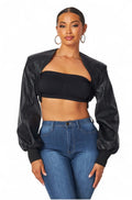 Tara Vegan Leather Cropped Bolero Jacket The House of Stylez