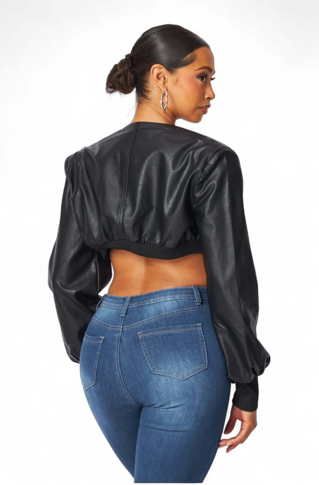 Tara Vegan Leather Cropped Bolero Jacket The House of Stylez