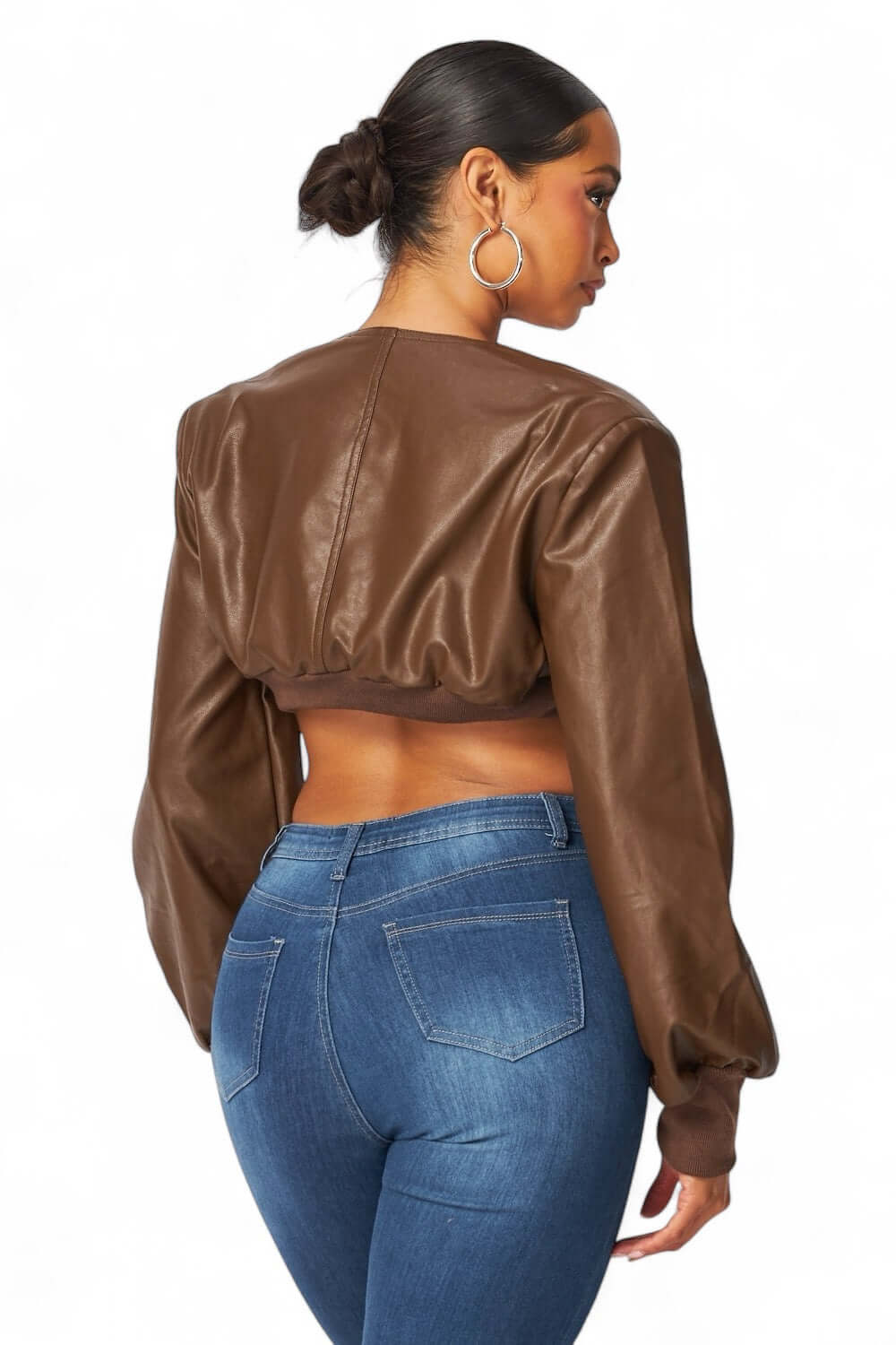 Tara Vegan Leather Cropped Bolero Jacket The House of Stylez