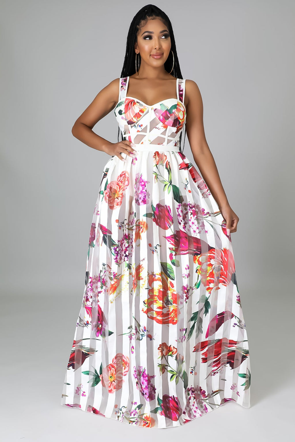 Bella Mesh Sleeveless Maxi Dress Fasheabe