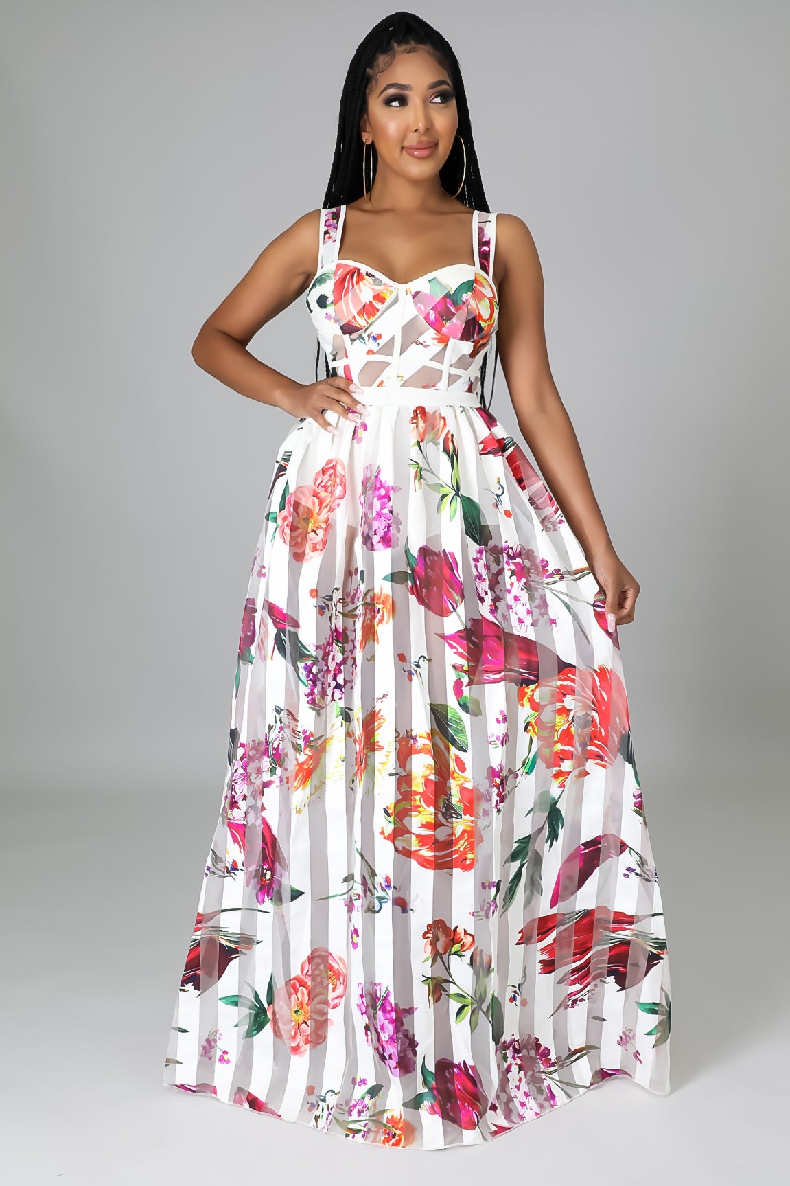Bella Mesh Sleeveless Maxi Dress Fasheabe