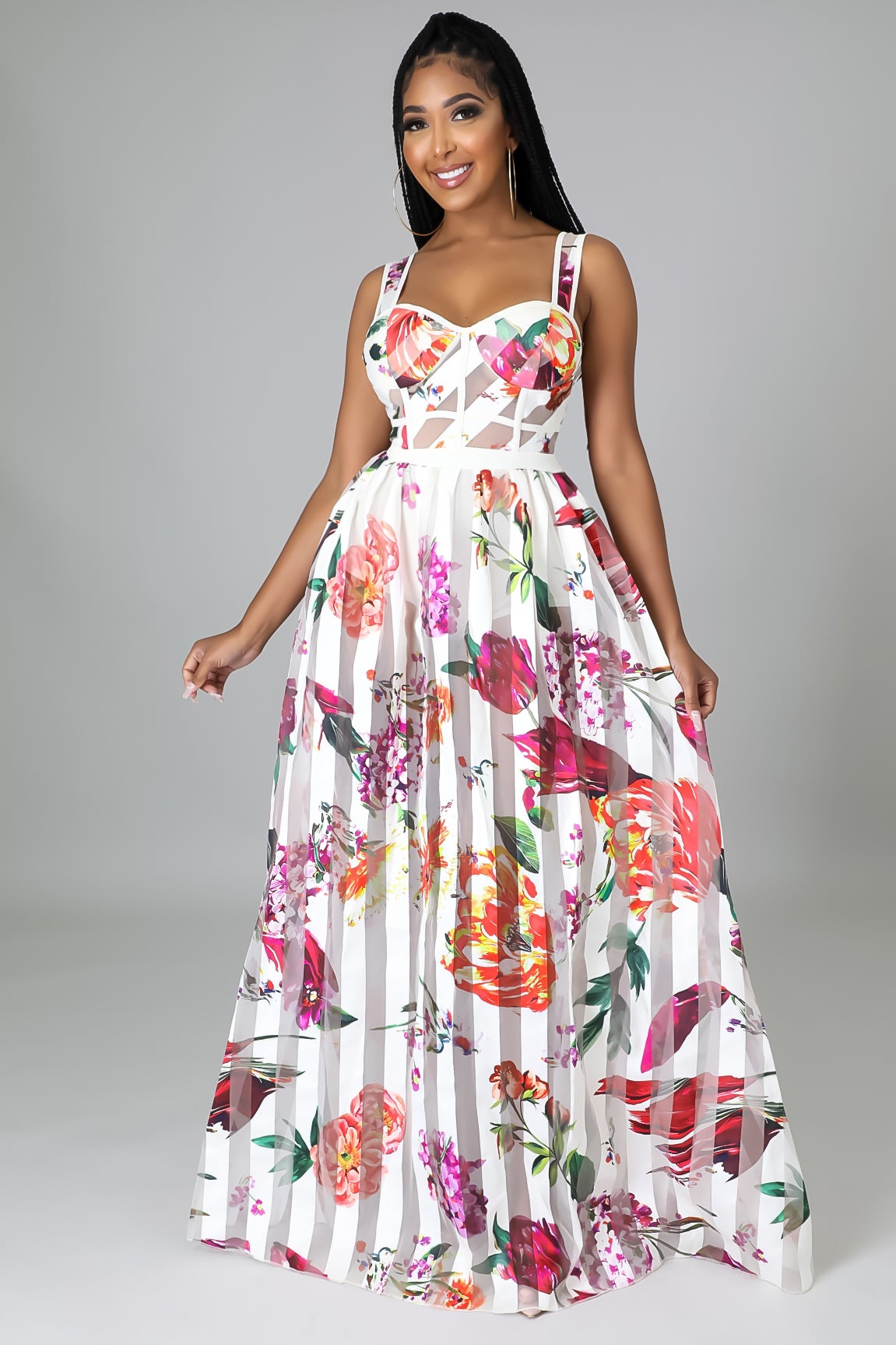 Bella Mesh Sleeveless Maxi Dress Fasheabe
