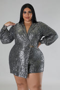 Gracie Babe - Semi stretch Sequin Romper - Plus Size Fasheabe