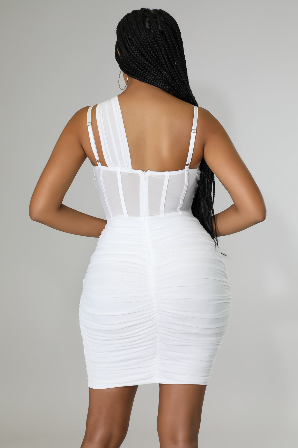 Flirtatious Honey One Shoulder Stretch Dress Fasheabe