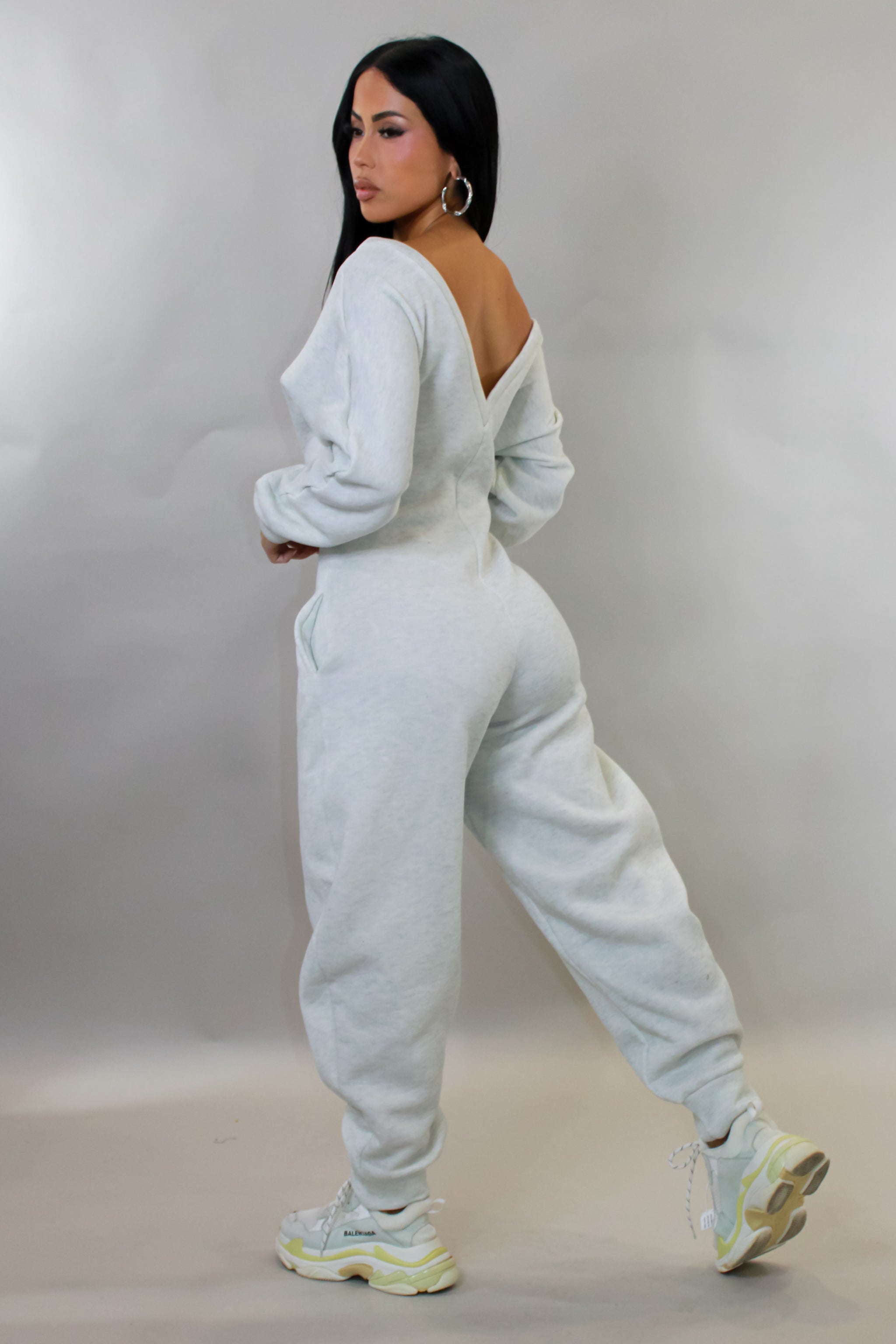 My Comfort Zone Lounge Jumpsuit- Grey S&E Retail Expo