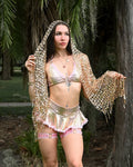 Gold Sequin Scarf SUSPEX Rave Outfits