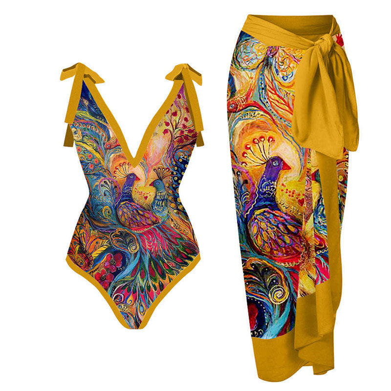 Women Sexy Siamese Conservative Cover Belly Thin Swimsuit Spring Bathing Suit Women Chiffon Beach Dress Bella Mia