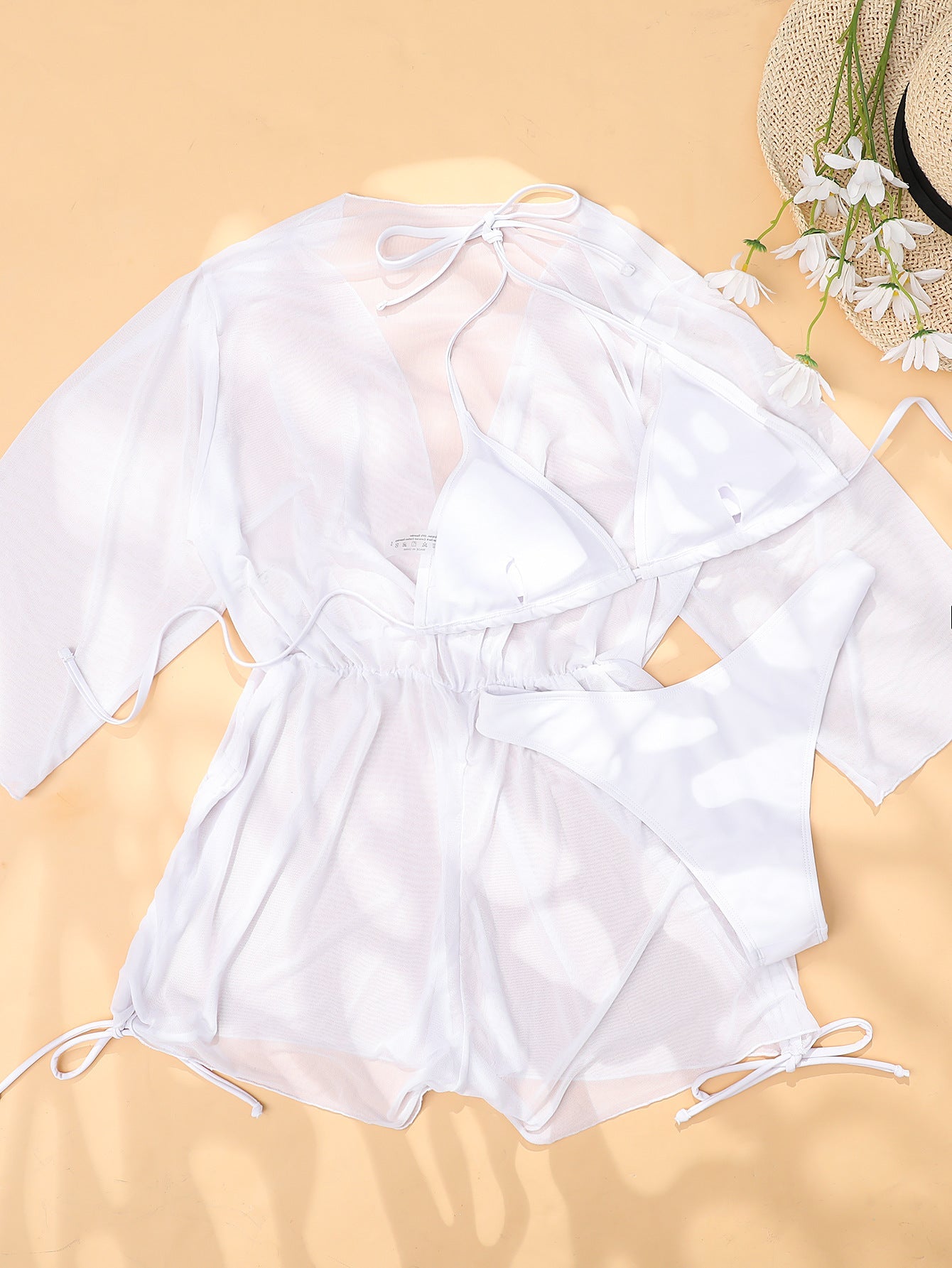 White Tied High Waist Sexy Three-Piece Suit Bikini Swimsuit Women Bella Mia
