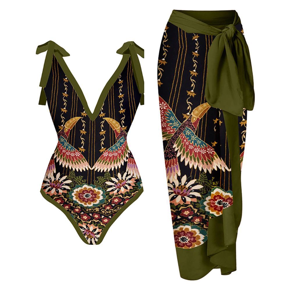 Women Sexy Siamese Conservative Cover Belly Thin Swimsuit Spring Bathing Suit Women Chiffon Beach Dress Bella Mia