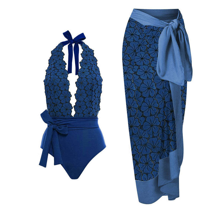 Women Sexy Siamese Conservative Cover Belly Thin Swimsuit Spring Bathing Suit Women Chiffon Beach Dress Bella Mia