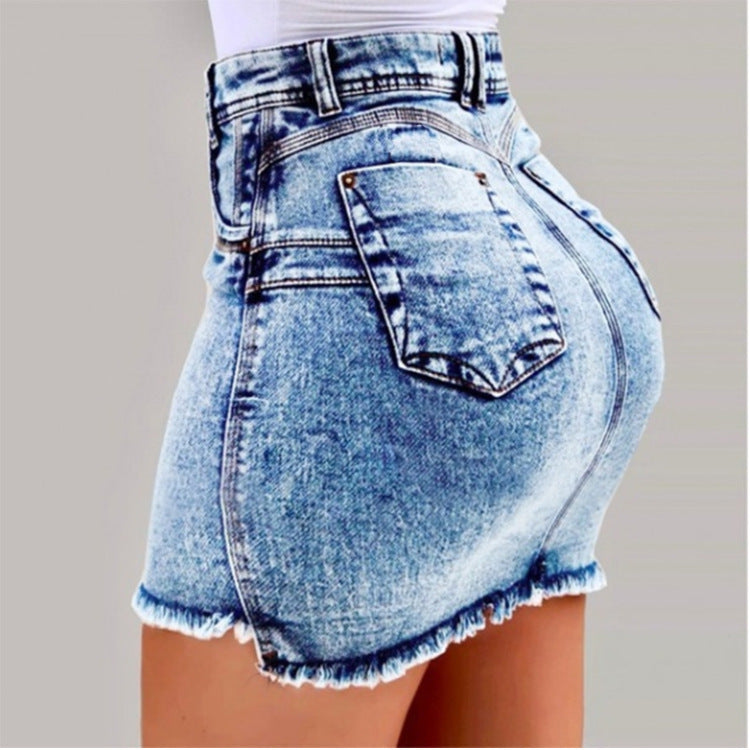 Women's Denim Shorts - Frayed Raw Hem Ripped Jeans Shorts SHOMICOBOUTIQUE