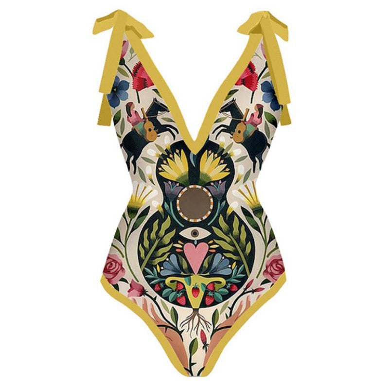 Women One Piece Swimming Sexy Print Two Piece Skirt Popular Swimsuit Bikini Bella Mia