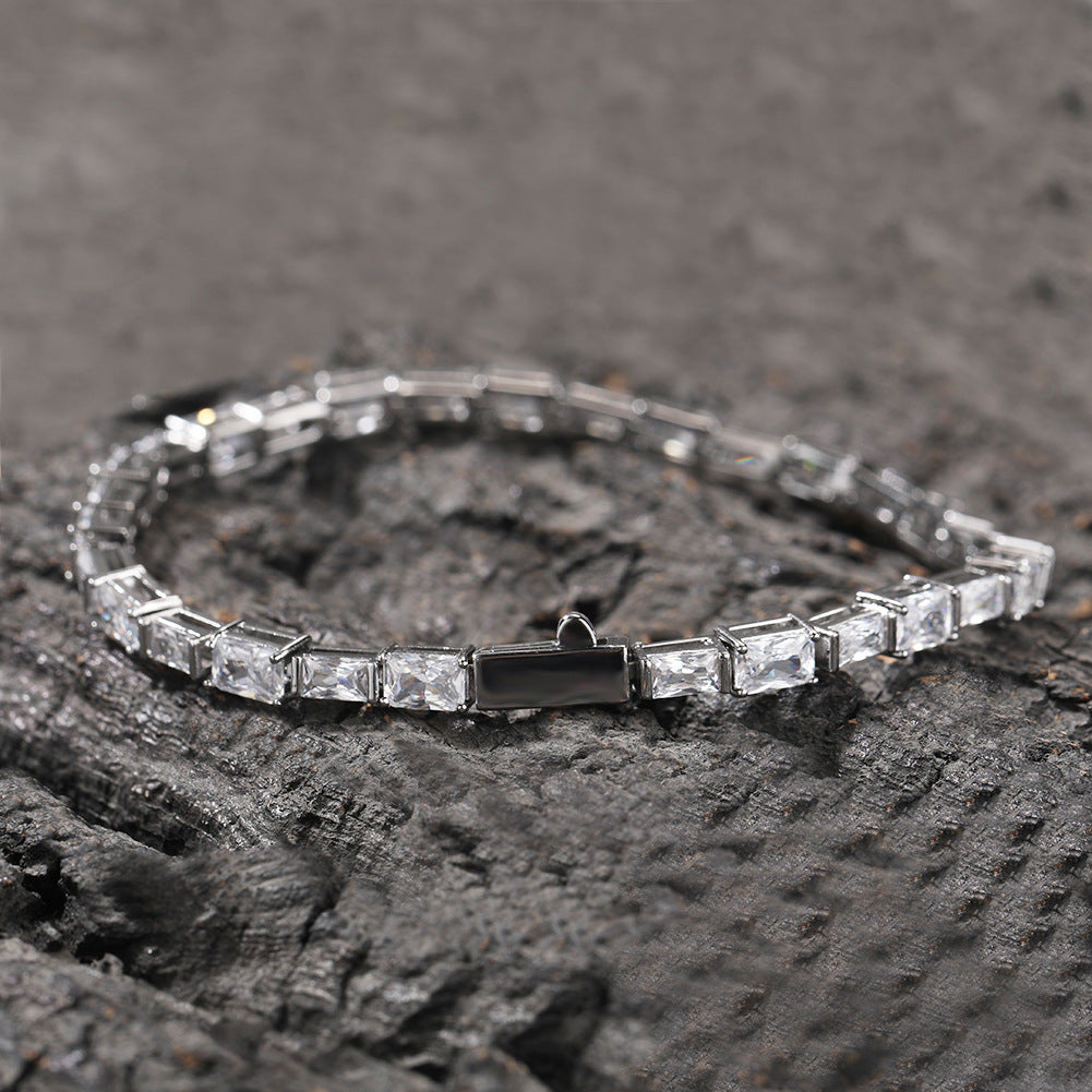 Hip-hop zircon-encrusted emerald color-matching tennis chain nowadaysfashion