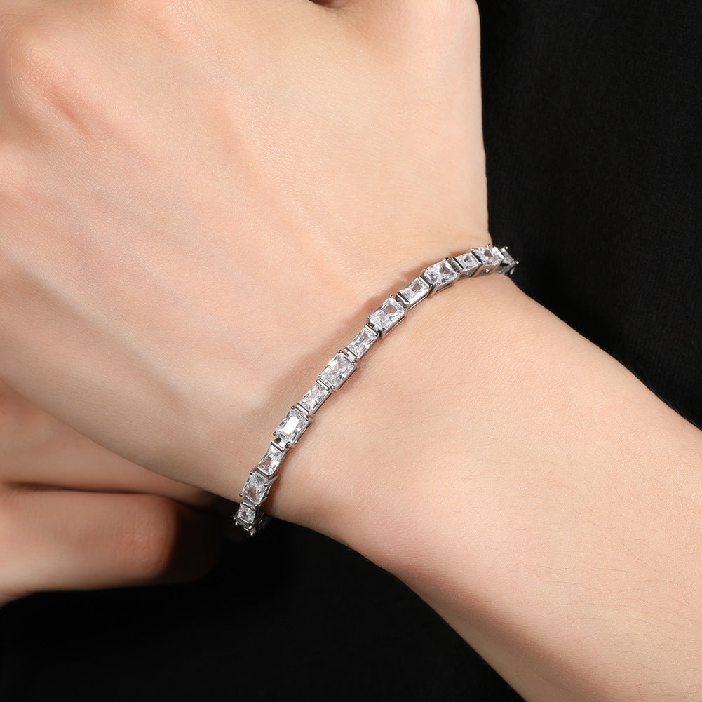 Hip-hop zircon-encrusted emerald color-matching tennis chain nowadaysfashion