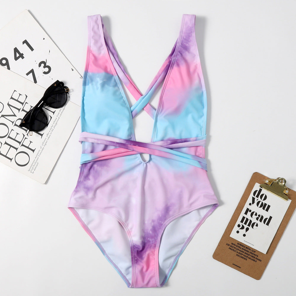 High Waist Backless Lace Up Sexy Women One Piece Printed Swimsuit Bikini Swimsuit Bella Mia