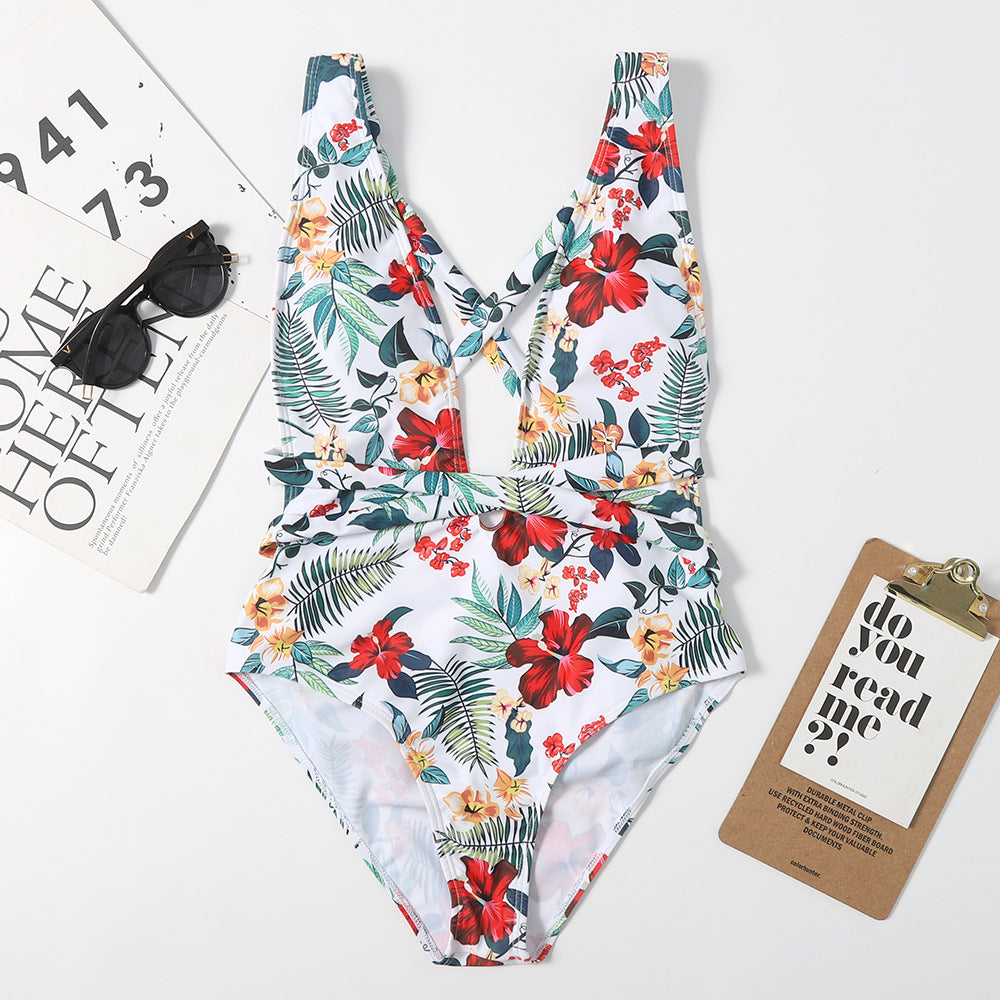 High Waist Backless Lace Up Sexy Women One Piece Printed Swimsuit Bikini Swimsuit Bella Mia