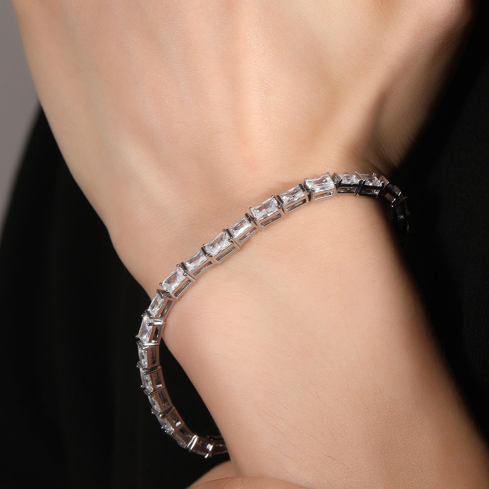 Hip-hop zircon-encrusted emerald color-matching tennis chain nowadaysfashion