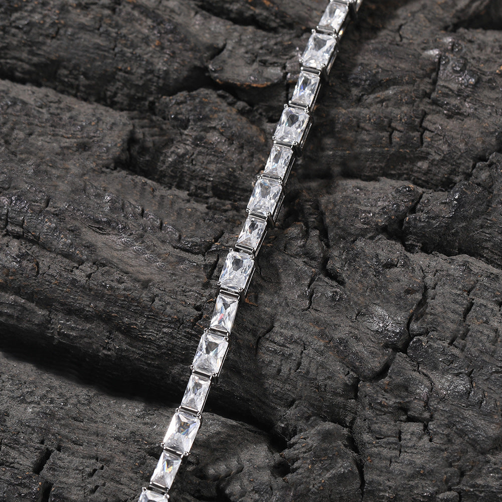 Hip-hop zircon-encrusted emerald color-matching tennis chain nowadaysfashion