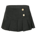 Retro Button Pleated Skirt Women Sexy Casual Street Low Waist Slimming Skirt Ragazza