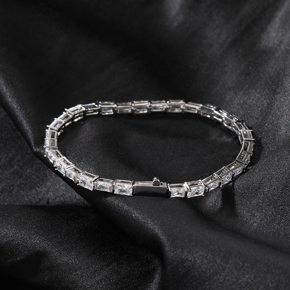 Hip-hop zircon-encrusted emerald color-matching tennis chain nowadaysfashion