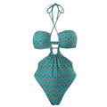 Sexy Double Sided One Piece Swimsuit Pleated Halter Bikini Suit Chiffon Dress Bella Mia
