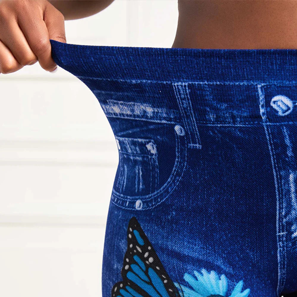 Plus Size Oversized Women High Waist Stretchy Legging Denim Look Skinny Jeggings nowadaysfashion