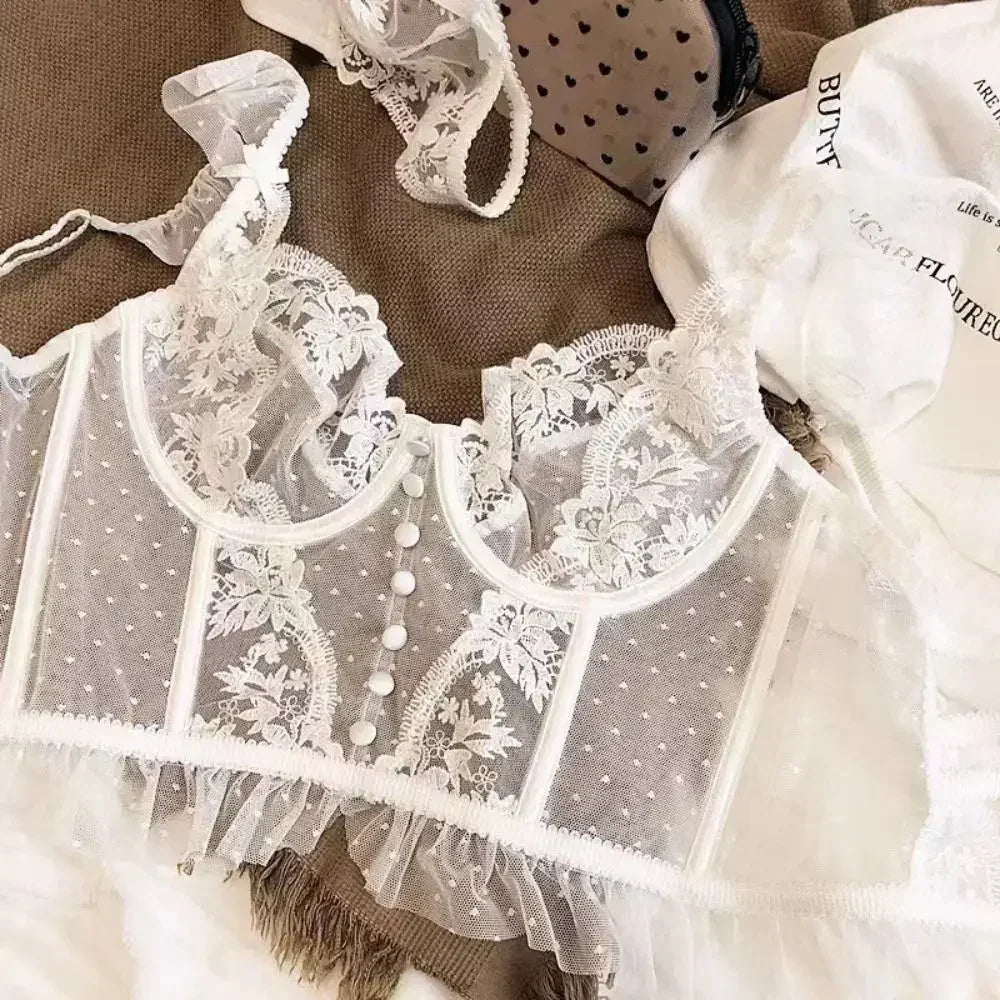 Fashion Comfortable Lace Lingerie with Steel Ring Wrapped Chest Top Bra and Panty Set Sexy Intimates Supply Underwire Female Femstylo